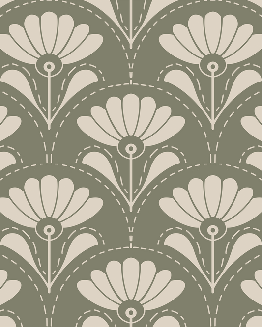 Bloom Wallpaper - Olive Mist